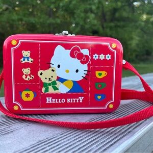 Hello Kitty Mini lunchbox with long crossbody adjustable strap.